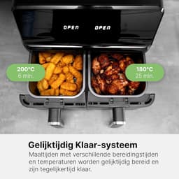 Equivera Dubbele Airfryer - Dubbele Mand - Dual Cook - Heteluchtfriteuse - Verschillende Programma's - Dual Zone - Mega — thumbnail 4