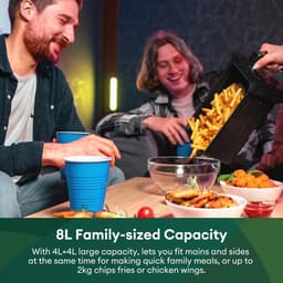 Luchtfriteuse 8 Liter met Dubbele Mand en LED Touchscreen - 2400W, 8 Programma's, Energiebesparend — thumbnail 6