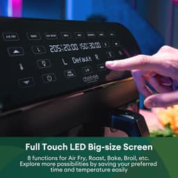 Luchtfriteuse 8 Liter met Dubbele Mand en LED Touchscreen - 2400W, 8 Programma's, Energiebesparend — thumbnail 3