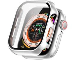 By Qubix - Apple Watch Hard Case Waterproof - Zilver - Geschikt voor Apple Watch 46mm hoesje - screenprotector - Bescherming iWatch - Bescherm hoesje