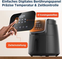 4L XL Heteluchtfriteuse met LED-Touchscreen en 8 Kookfuncties — thumbnail 4
