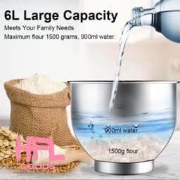 HFL Goods - Keukenmixer - Keukendeeg Kneeder Machine - 6 Liter - Zilver — thumbnail 3