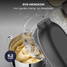 Fentic Keukenmachine - 2000W - Keukenrobot - Incl. Pastaroller en extra accessoires - 6,2L Mengkom - Foodprocessor - Pastamachine - Antraciet — thumbnail 4