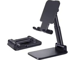 M-Teck Smartphone Houder - Telefoon Standaard - Opklapbaar - In hoogte verstelbaar - Verstelbare kijkhoek - Robuust design - Kleur Zwart