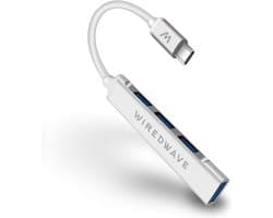 Wiredwave - USB-C Hub Adapter - USB C Docking Station met 4 x HDMI - USB 3.0 Hub - 100W Power Delivery - silver