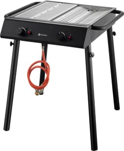 HENDI Krachtige gasgrill – 2 branders – compact en draagbaar – zwart – 9,5kW — thumbnail 3