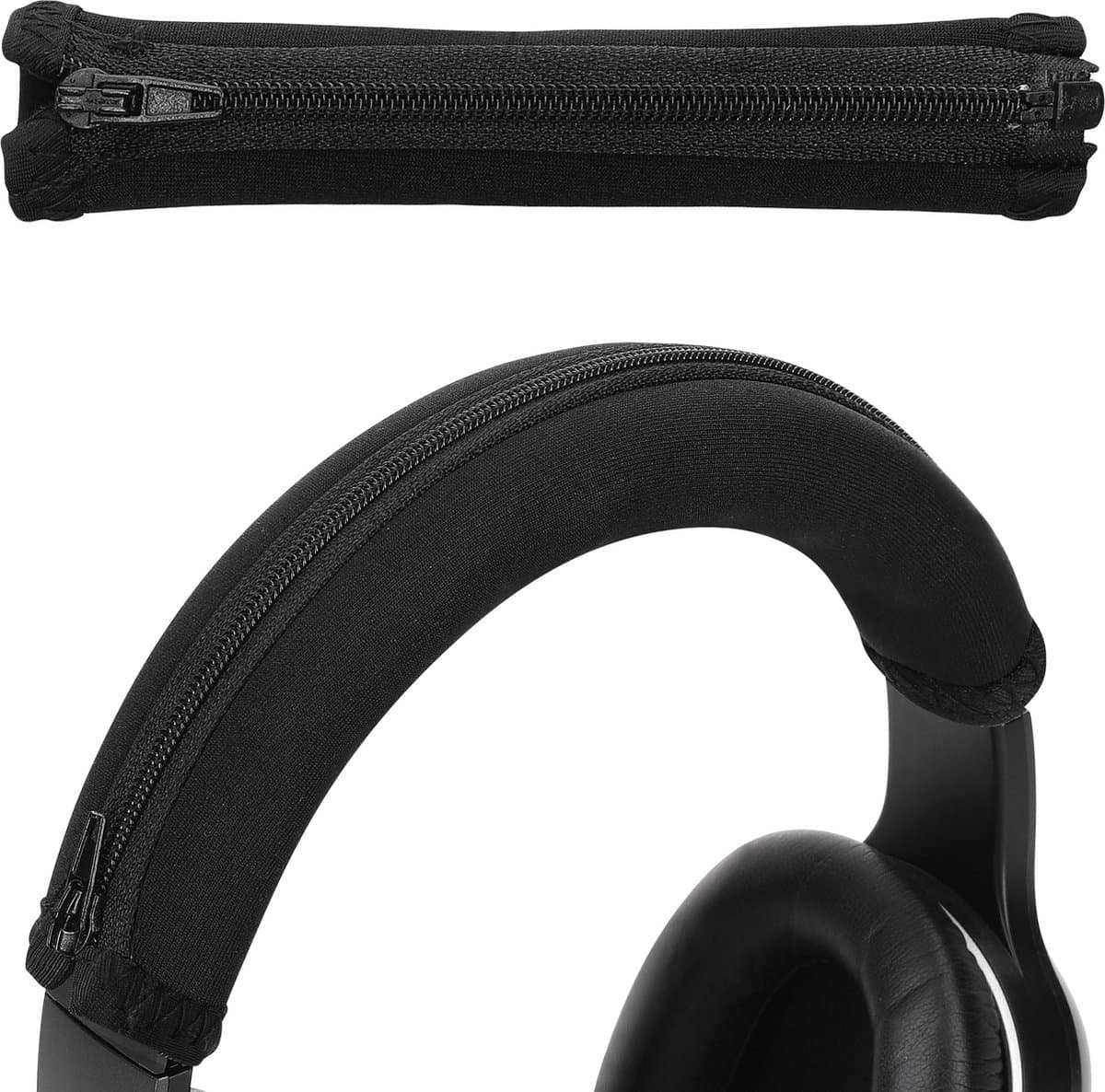 kwmobile cover voor koptelefoon hoofdband - geschikt voor AudioTechnica ATH-S200BT / ATH-S220BT - Koptelefoon band hoes van neopreen - In zwart — afbeelding 1
