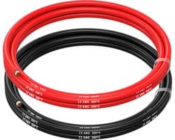MMOBIEL 12 AWG Siliconen Elektrische Draad - 12 Gauge (3,31mm²) Vertinde Koperkabel - 2 Aparte Draden Rood & Zwart Elk 1,5 m voor RC, Drones, 3D Printers, Batterijen, Luidsprekerdraden, Led Strips