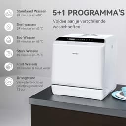 Mini-vaatwasser tafelvaatwasser - te gebruiken met en zonder wateraansluiting - 43 cm breed - plaats voor 4 couverts - te gebruiken op de camping -175 kWh/jaar - wit — thumbnail 5
