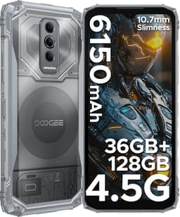 DOOGEE Blade 10 Ultra Energy 4.5G - Robuuste Telefoon - Smartphone - 36 GB RAM+128 ROM（2TB/TF) - UNISOC T7250 - Android 16 - 6,56-inch HD+ 90Hz - 64MP Camera - 6150mAh/18W - IP68 - 10.7mm - Vingerafdruk-Face ID - NFC - GPS - Zilver — thumbnail 1