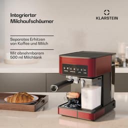 Espresso Machine - Koffiezetapparaat - Thuis Barista - Met Melkopschuimer - 1.8L Tank - Rood — thumbnail 2