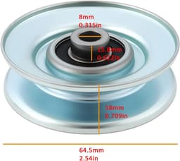 SnelShoppen - Vervangingsloop voor grasmaaier, stationaire pulley, vlak, diameter 64.5mm, hoogte 18mm, metalen loopwiel voor Husqvarna en Jonsered zit — thumbnail 3