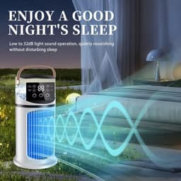 Sander Shop Mini-airconditioning, torenventilator, stille USB-ventilator met 9 snelheden en lcd-display, ruimtebesparende koeling voor slaapkamer, kantoor, kleine ruimtes, mobiele tafelventilator — thumbnail 2