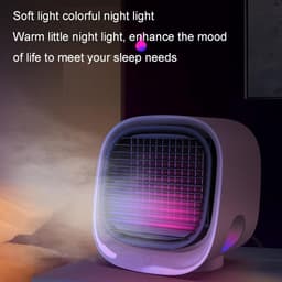 Mini draagbare airconditioner, wit - Stille draagbare airconditioner, zonder uitlaat | 4-in-1 koeler en mini-luchtbevochtiger, drie ventilatorsnelheden, met nachtlampje en USB-oplaadfunctie (wit) — thumbnail 2