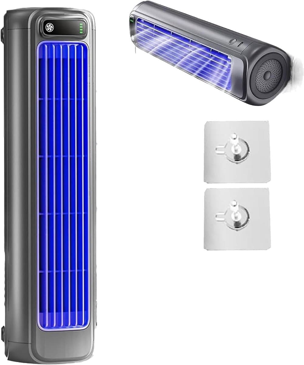 Sander Shop draagbare airconditioner/luchtkoeler met drie windsnelheden, geen installatie nodig, USB-oplaadbaar, draagbare torenventilator voor op het bureau, voor slaapkamer, kantoor en thuis（zwart） — afbeelding 1