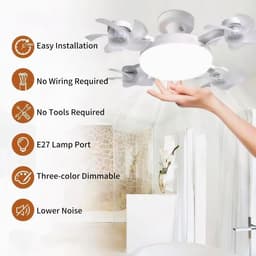 Schroefventilator Met Lamp - 4 Koppen - Afstandsbediening - Dimbaar 3 Kleurtemperaturen - 3 Windsnelheden - Geschikt voor Slaapkamer, Keuken en Garage — thumbnail 5