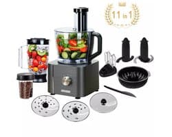Emvae Keukenmachine - Groentesnijder - Hakmolen - Foodprocessor - Multifunctioneel - Hakken Mixen Kneden Snijden Raspen - 3,2L + 1,5L - Zwart