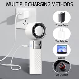 Draagbare ventilator, mini oplaadbare ventilator 4000mAh, kleine stille turboventilator met instelbare snelheden (1 tot 199), koelventilator voor kamperen, sporten en reizen (roze) — thumbnail 4