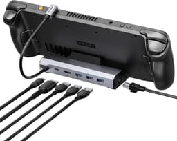 JSAUX 6-in-1 Docking Station voor Steam Deck / ROG Ally / Legion Go - HDMI 2.1 4K@120Hz - 100W PD - Gigabit Ethernet - Grijs - HB0603S — thumbnail 1