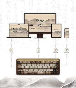 Akko MU01 Mountain Seclusion toetsenbord Gamen USB + RF Wireless + Bluetooth QWERTY Amerikaans Engels Hout — thumbnail 5