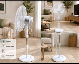 Staande Ventilator 40 cm – 50W – 3 Snelheden – 3 bladenIn Hoogte Verstelbaar * iameter: 40 cm * Vermogen: 50 Watt * Hoogte: verstelbaar tot 125 cm * Snelheden: 3 standen * Oscillatiefunctie: Ja — thumbnail 3
