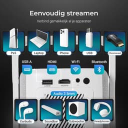 Mini projector - Full HD 1080p - 500 ANSI Lumen - met Google TV en Netflix - SnelShoppen — thumbnail 5