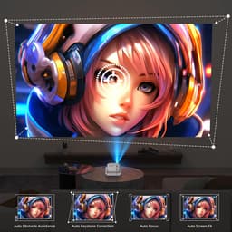 SnelShoppen - 4K Projector, 1080P Slimme Videoprojector met Auto Focus, Trapeziumcorrectie, WiFi6 en Bluetooth 5.2, Home Cinema in Wit - Officiële Net — thumbnail 4