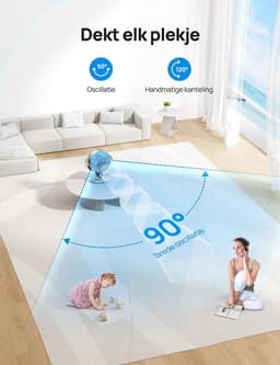 Tafelventilator Stil 28,5 dB – Luchtcirculator met Afstandsbediening – 4 Snelheden – 120° + 90° Oscillatie — thumbnail 3