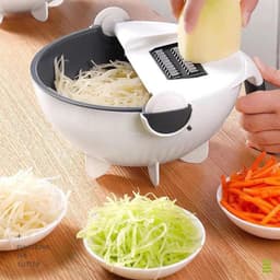 Groentenhakker - Keukenmachine - Maaltijden Bereiden - Ingebouwde Afvoermand - 22.6 cm - Grijs — thumbnail 2