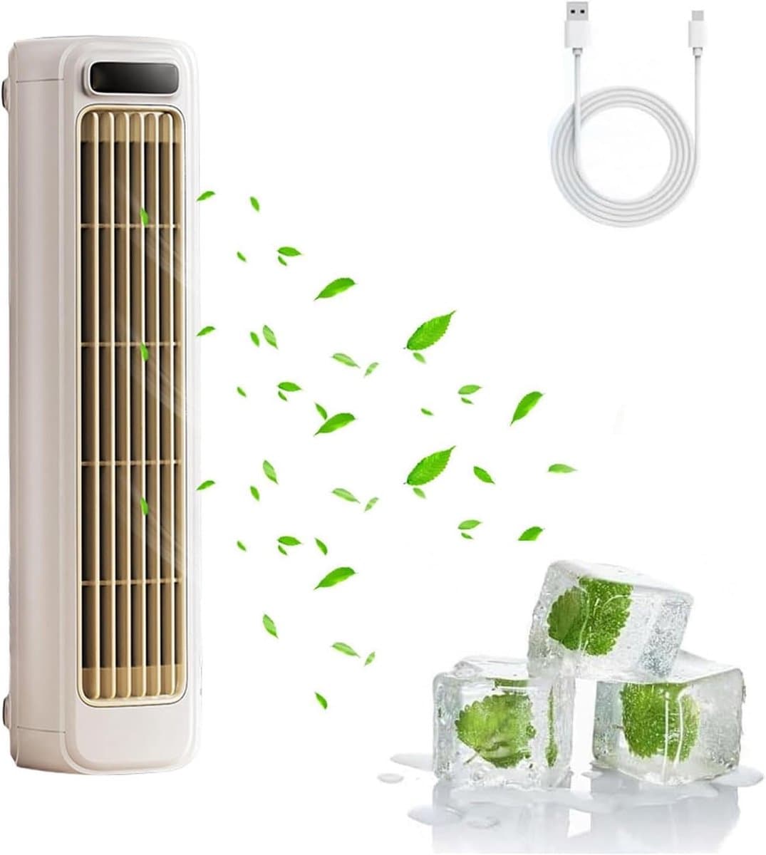 Luchtkoeler - Draagbare airconditioner - Persoonlijke Koeler - 3 in 1 mini Mobiele airco - Stille draagbare airconditioner met 3 snelheden - Bladloze verticale luchtcirculatie - Voor slaapkamer keuken en kantoor - Abrikoos — afbeelding 1