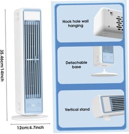 Velmio Kleine Torenventilator - Bladloze Ventilator - Aircooler - Luchtkoeler - Staande Ventilator - 3 Krachtige Blaasfuncties - Oscillatie — thumbnail 5