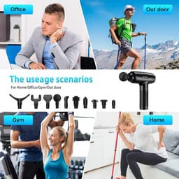 Massagepistool - Percussie massager - Spierherstel - 10 opzetstukken - 24 cm - Zwart — thumbnail 5