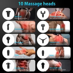 Massagepistool - Percussie massager - Spierherstel - 10 opzetstukken - 24 cm - Zwart — thumbnail 4
