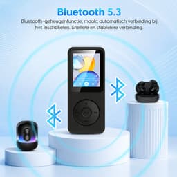MP3 Speler 32GB - Bluetooth 5.3 - HiFi Muziekspeler - 1,8 Inch TFT Kleurenscherm - Ingebouwde Luidspreker - FM Radio - Spraakrecorder - E-Book - Inclusief Hoofdtelefoon -Uitbreidbaar tot 128GB — thumbnail 4