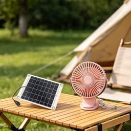 Draagbare Zonneventilator - Camping Ventilator - Buiten Koelen - App Bediening - 20x20x5 cm - Zoals Afgebeeld — thumbnail 3