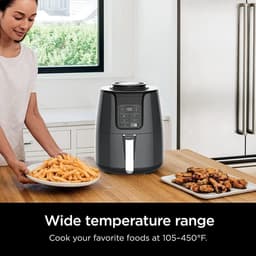 Luchtfriteuse - Airfryer Frituurpan - Gezond Frituren - Breed Temperatuurbereik - 4 Quarts - Zwart — thumbnail 3