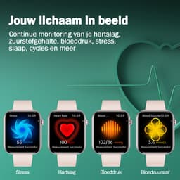 Synyq Health Pro - Smartwatch Dames - 1.85”AMOLED - 3 Bandjes - Stappenteller - Hartslagmeter - Bloeddrukmeter - Slaapmonitor - Belfunctie - Multisport - Geschikt voor Android en iOS - Rose Gold — thumbnail 4