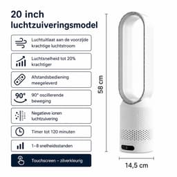 Rolu Torenventilator – Ventilator Staand – Ventilator Toren – 60 CM – 8 Snelheden - 90° Oscillatie – Timer Functie – Afstandsbediening — thumbnail 4