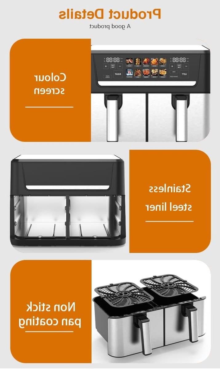 Airfryer met Dubbele Lade - Hete Lucht Oven - Gezond Koken - Twee Gerechten Tegelijk - 12 Liter — afbeelding 1