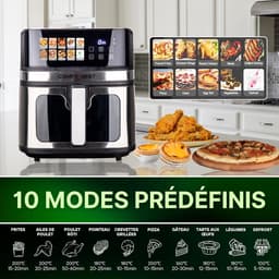 Heteluchtfriteuse 8 Liter - Airfryer XL - Gezond Koken - 10 Programma's Digitaal - 1700 Watt - Zwart — thumbnail 3
