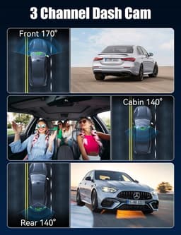 4K dashcam voor en achter, 3-kanaals dashcam met hardwire-kit, 24-uurs parkeerbewaking, 64 GB SD-kaart, Wifi, App, Nachtzicht — thumbnail 4