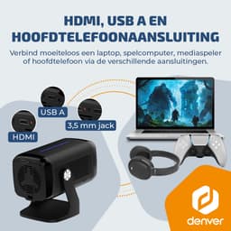 Denver Beamer - 4K 3840x2160P - 700 ANSI Lumen - Projector - Thuisbioscoop - HDMI - USB-C - PR4852 — thumbnail 5