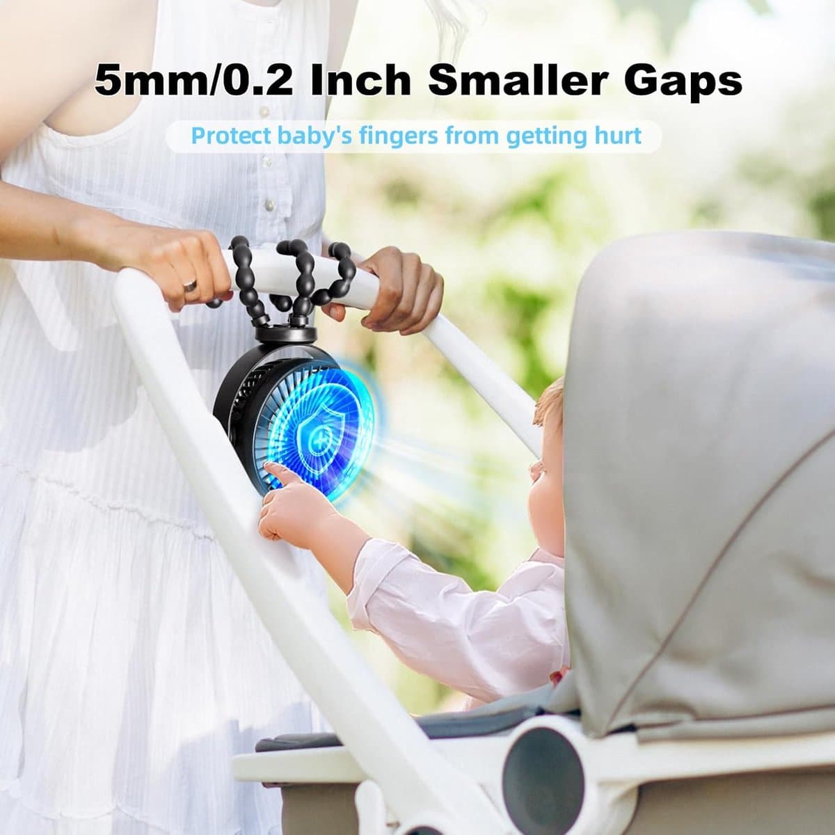 Kinderwagen Ventilator – USB Oplaadbaar – Clipventilator – 720° Draaibaar – Tot 40 Uur Accuduur – Stil – Zwart — afbeelding 1