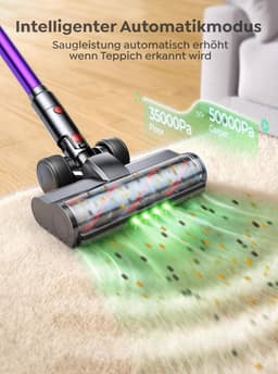Draadloze Steelstofzuiger - Krachtige Stofzuiger - Huishouden Schoonmaken - 600W 50KPA Sterke Zuigkracht - Tot 65 Min Looptijd - Paars — thumbnail 2