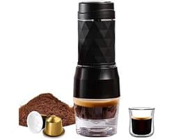 Draagbaar koffiezetapparaat | draagbare espressomachine | 3-in-1, draagbare koffiemachine | warm/koud water, handmatige espressomachine voor capsule en grondhandpers, brouwer, wandelen, reizen