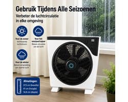 Boxventilator 38 cm - 3 Snelheden - 3 Uur Timer - 360° Luchtcirculatie - Vloerventilator - Wit/Grijs - 230V — afbeelding 1