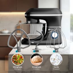 Lìon® Deegmachine - Mixer met Kneedhaak - Kneedmachine - Zwart - 38cm x 24cm x 32cm — thumbnail 5