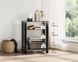 FITUEYES HiFi-meubel - 4 laags gehard glas rek - Hoogteverstelbaar - Verstelbare voetjes - Voor platenspeler en versterker — thumbnail 2