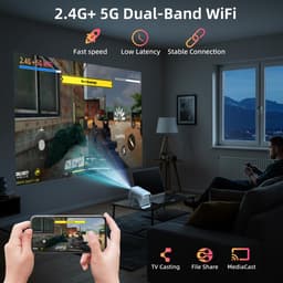 SnelShoppen - 4K Mini Beamer, Full HD 1080P Projector, Draaibaar, Autofocus, Trapeziumcorrectie, 10.000 Lumen Videobeamer voor Thuisbioscoop en Outdoo — thumbnail 2