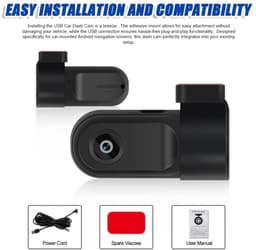 SnelShoppen - USB-dashcam voor auto, 360 graden rotatie, ADAS-ondersteuning, groothoek 140°, nachtzicht, DVR-dashboardcamera voor Android-navigatie, l — thumbnail 2